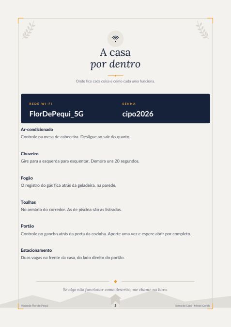 Página 5 do manual do hóspede