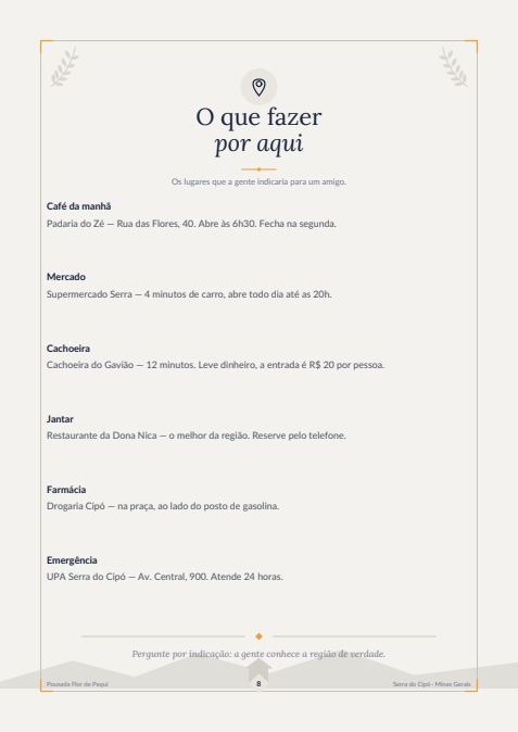 Página 8 do manual do hóspede